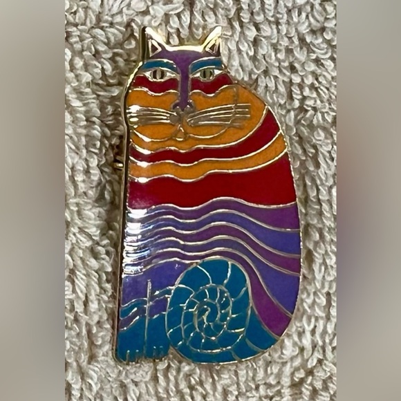Vintage Laurel Burch Rainbow Cats Colorful Cat Brooch Pin Whimsical Fun Quirky - Picture 3 of 9
